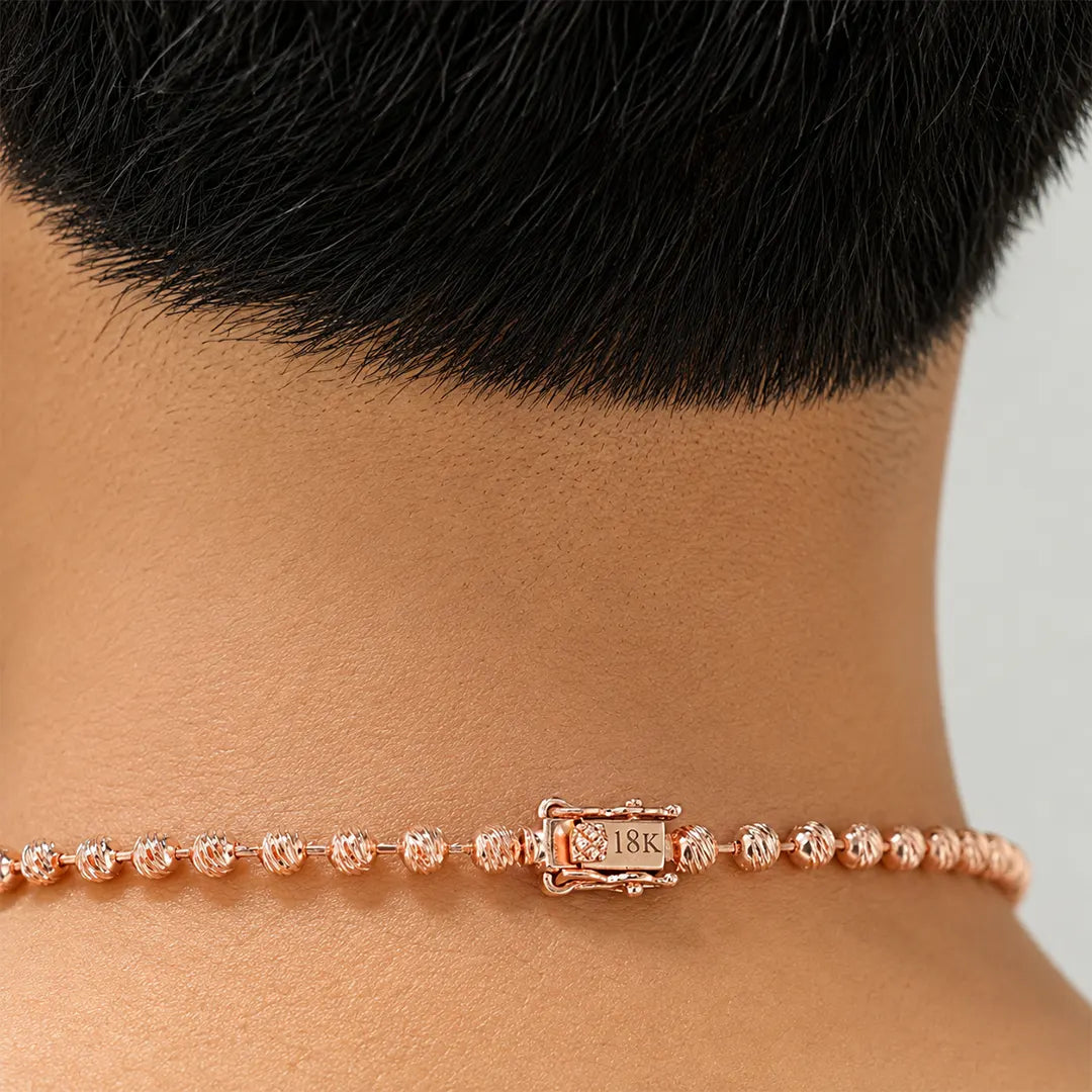 Cadena militar diamantada tono oro rosa