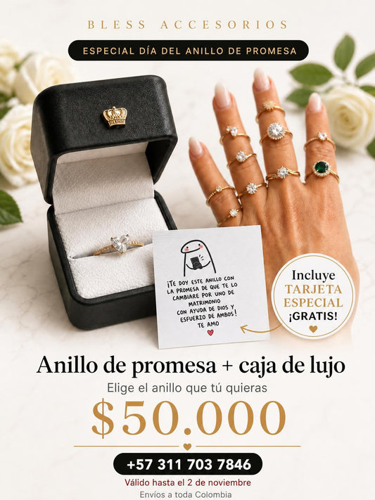 Anillo de promesa Bless en caja de lujo con tarjeta especial