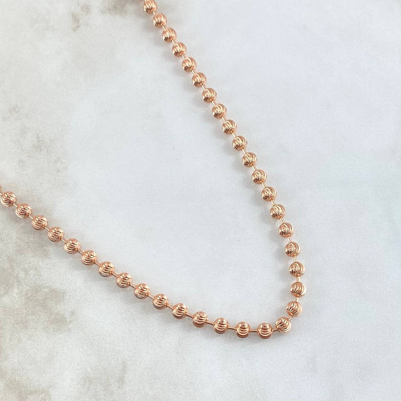 Cadena militar balin diamantado + dije tono oro rosa