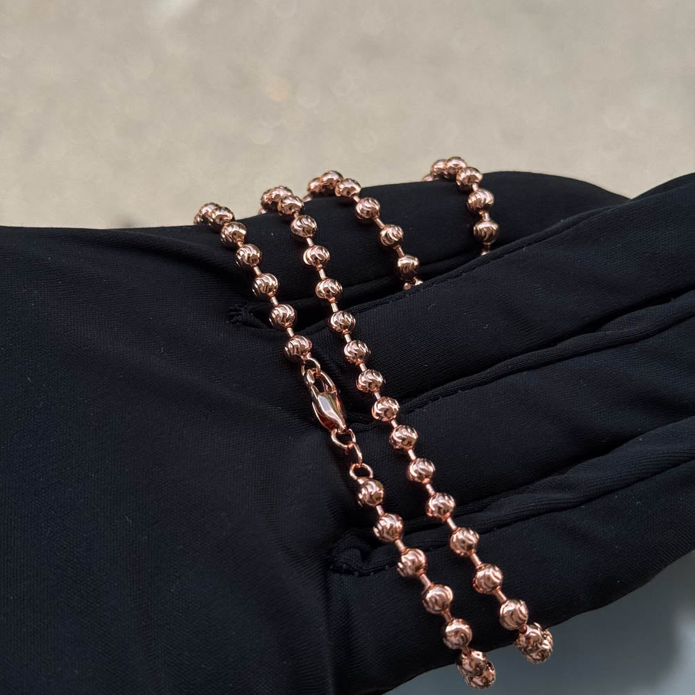 Cadena militar balin diamantado + dije tono oro rosa