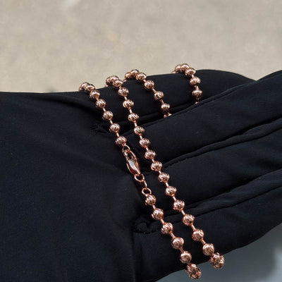 Cadena militar balin diamantado + dije tono oro rosa