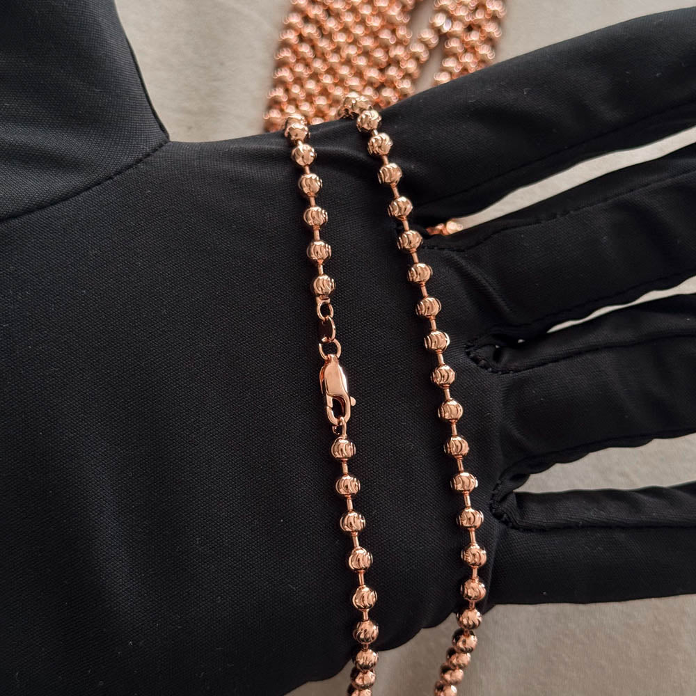 Cadena militar balin diamantado + dije tono oro rosa