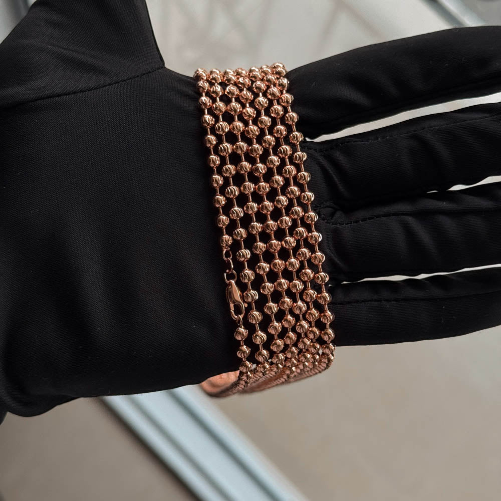 Cadena militar balin diamantado + dije tono oro rosa