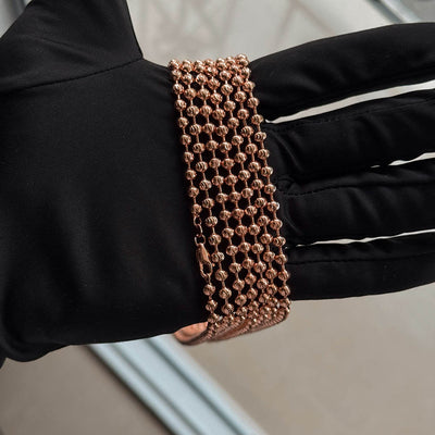 Cadena militar balin diamantado + dije tono oro rosa