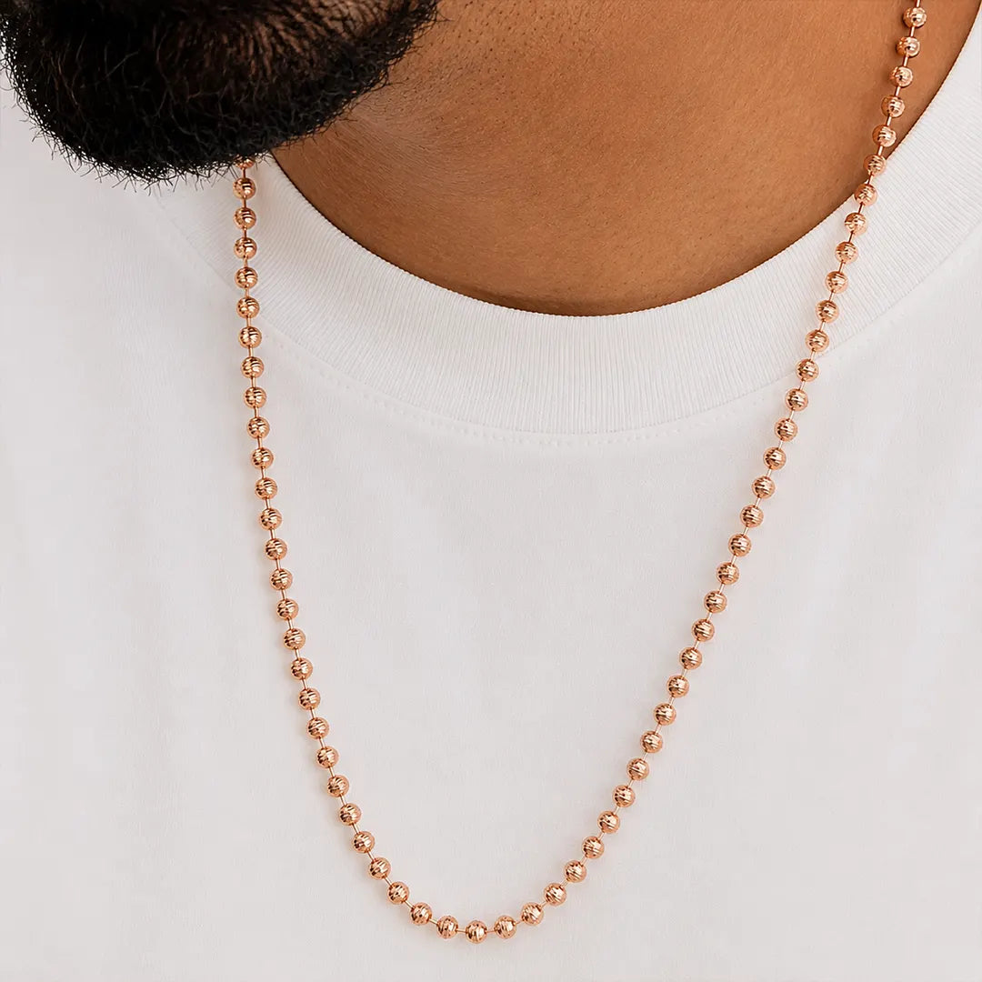 Cadena militar diamantada tono oro rosa