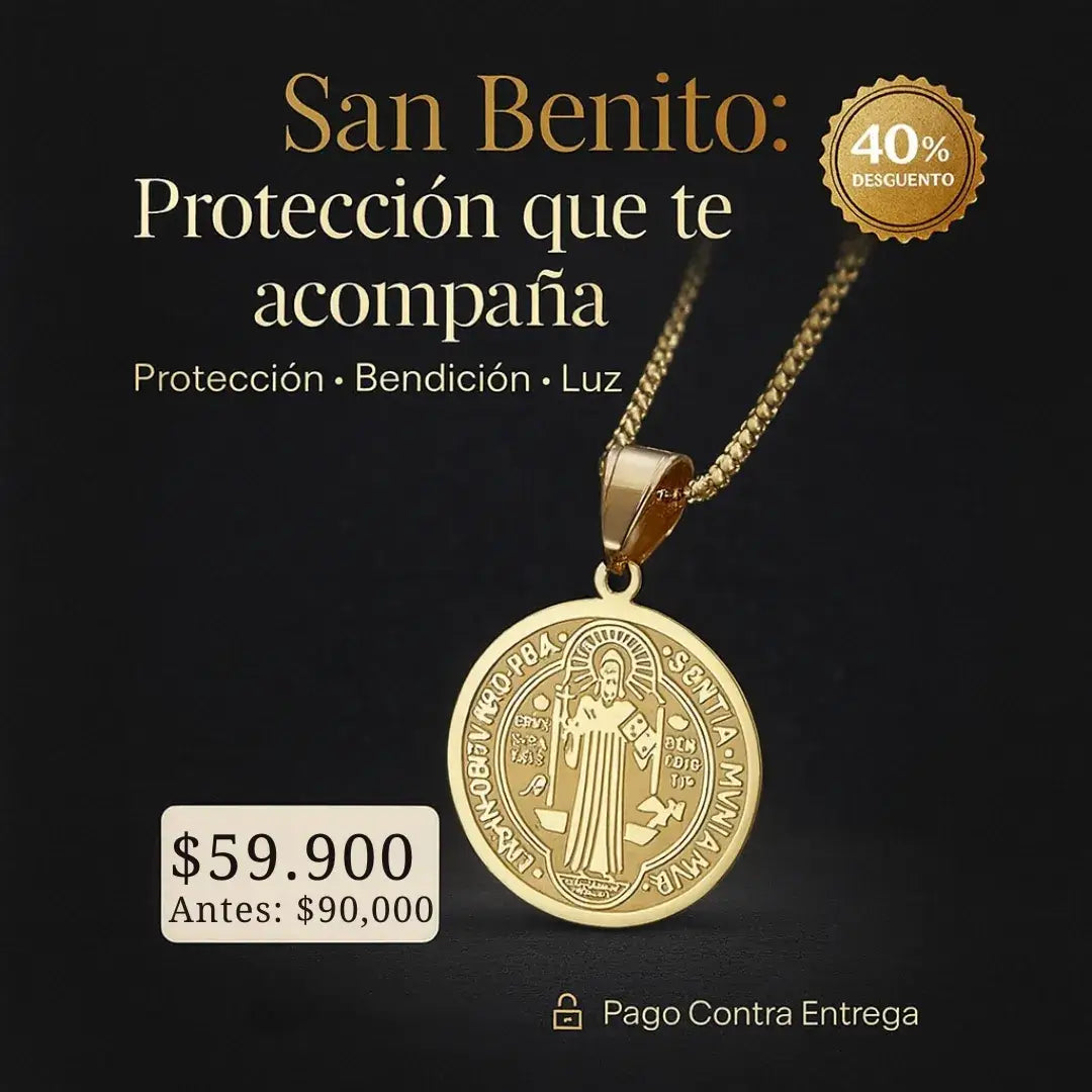 Collar de San Benito baño de oro 18K