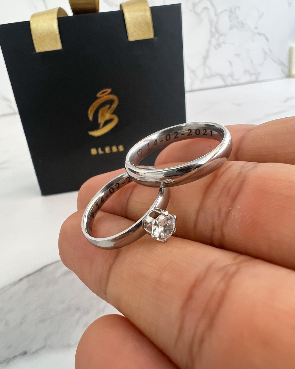 Anillo de promesa con anillo para pareja