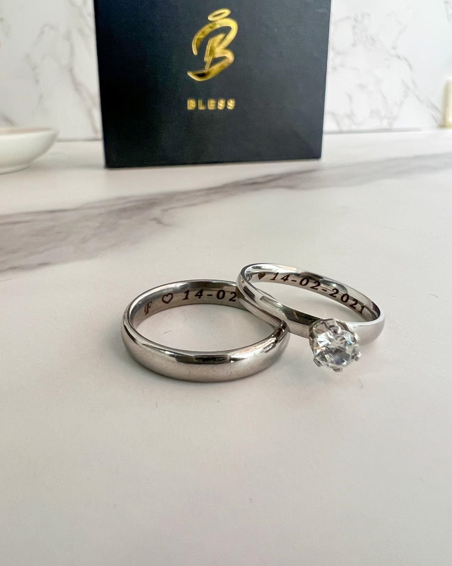 Anillo de promesa con anillo para pareja