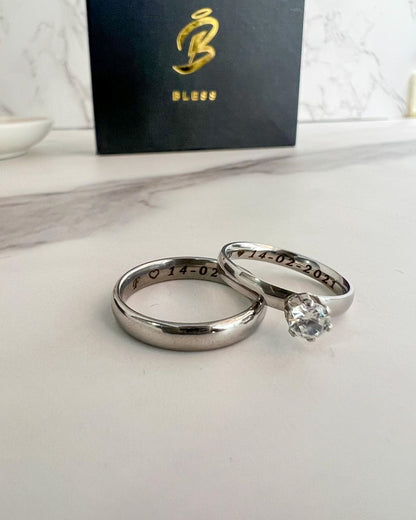 Anillo de promesa con anillo para pareja